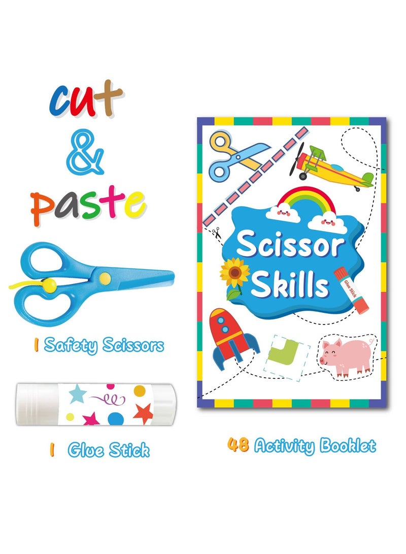 كابسترو مجموعة كتب قص الورق للأطفال مع مقص آمن وعصا غراء - كتاب أنشطة قص إبداعية للأطفال للتعلم المبكر | نشاط حرفي لرياض الأطفال لتنمية المهارات الحركية الدقيقة للأطفال من سن 4 إلى 6 سنوات. - Image 1